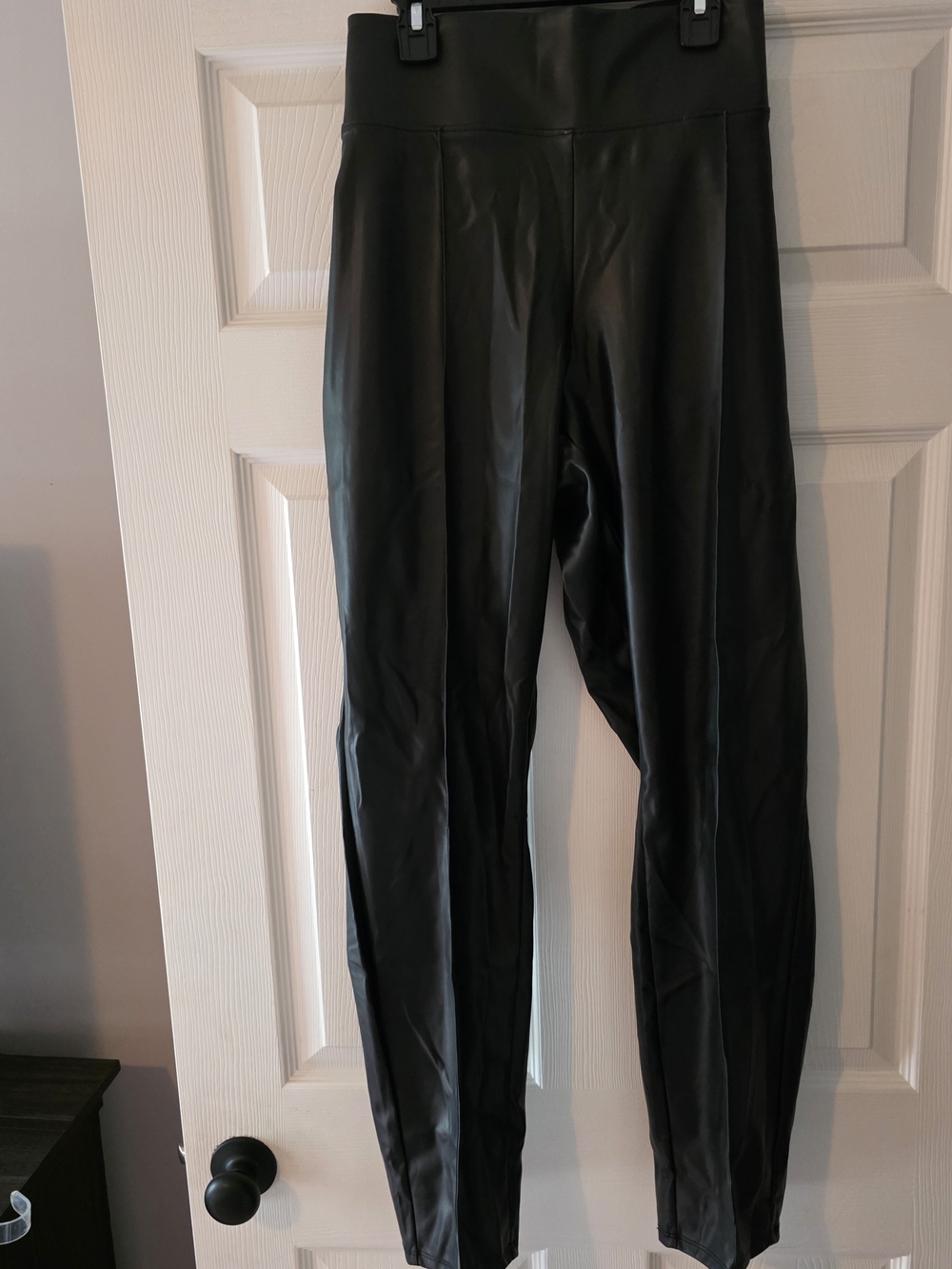 Nine West Black Faux Leather Jogger Pants